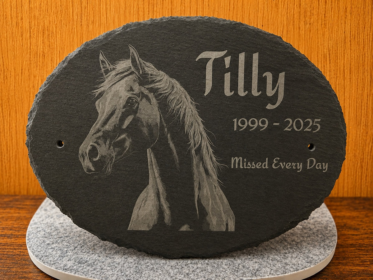 Personalised Engraved Oval Memorial Slate Plaque