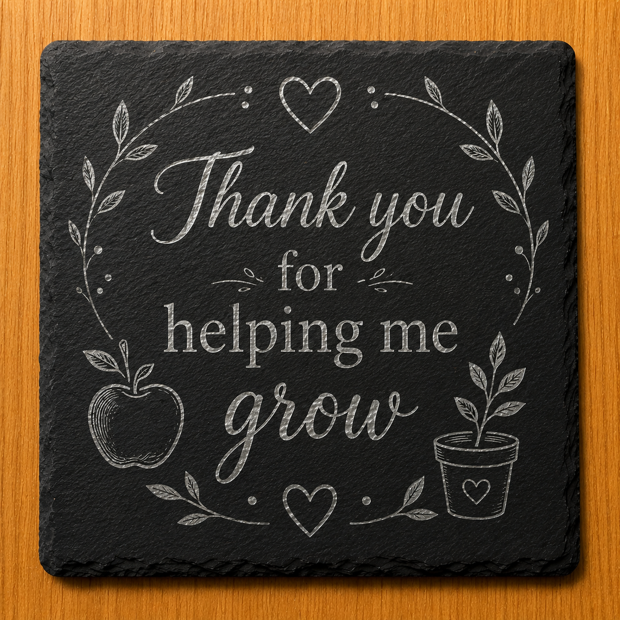 Engraved Slate Coaster - Thank You For Helping Me Grow