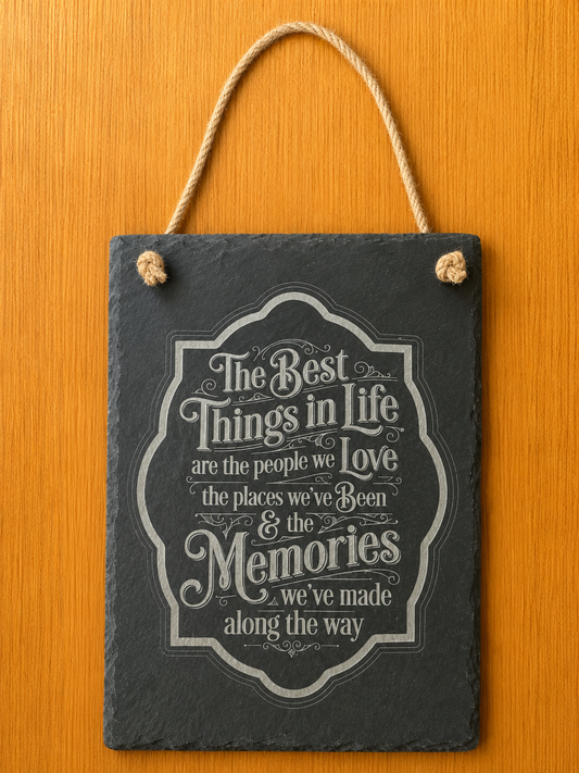 Best Things Engraved Hanging Slate Plaque