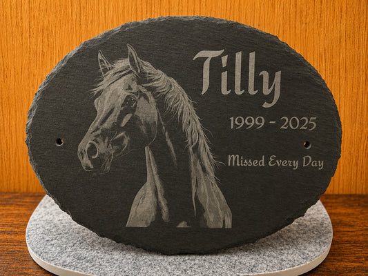 Personalised Engraved Oval Memorial Slate Plaque