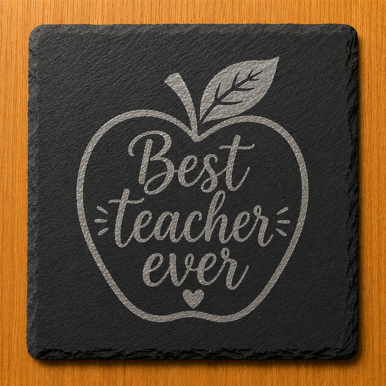 Engraved Slate Coaster - Best Teacher Ever Apple