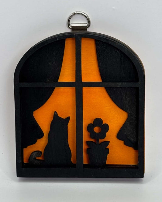 Cat at the Window Wooden Hanging