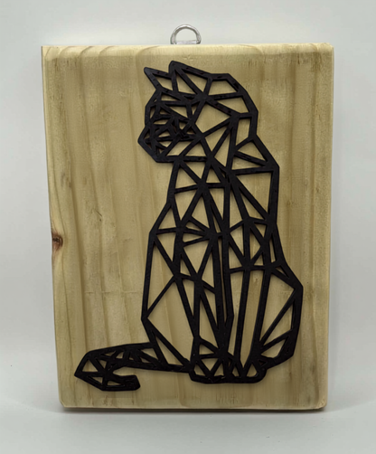 Geometric Cat Wooden Wall Art