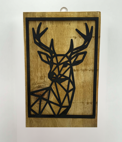 Geometric Stag Wooden Wall Art