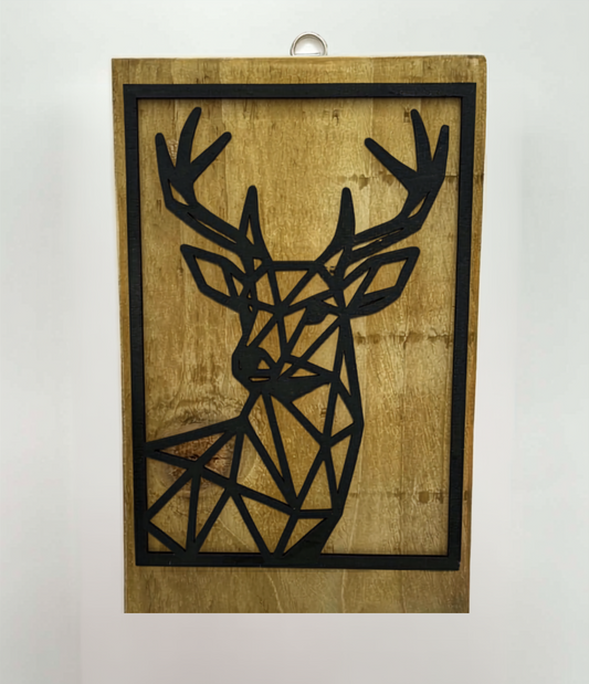 Geometric Stag Wooden Wall Art