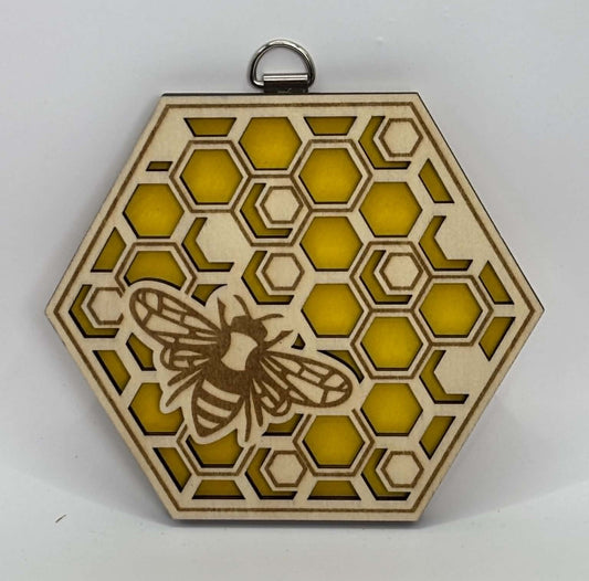 Bee Honeycomb Wooden Hanging