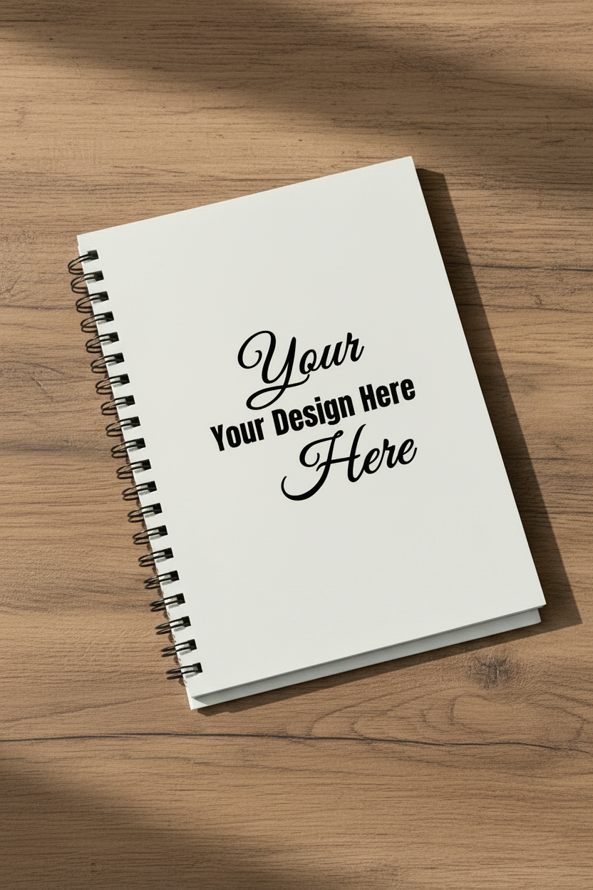 Notebook on Wooden Background